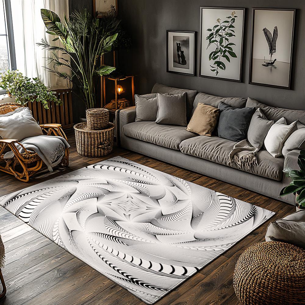 

Tuniu Geometric Gray and White Striped Rug Modern Living Room Floor Carpet Mat Home Decor 50cm x 80cm