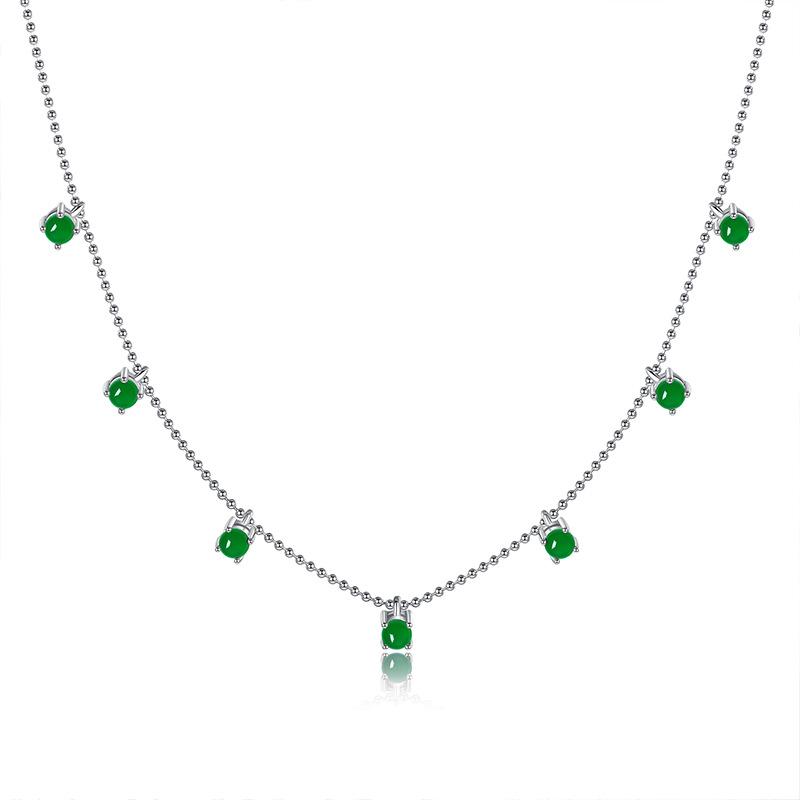 Natural jadeite ice yang green gypsy necklace S925 silver inlaid elegant women s fashion jewelry gift 925 silver
