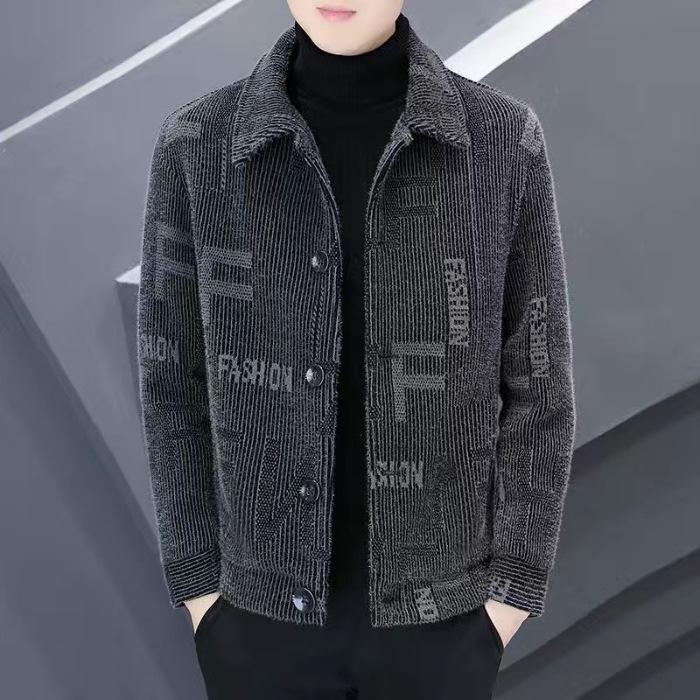 Herren Wollmantel mit Fleece, Herbst/Winter Neuer Stil, Lässige Kurze Reversjacke