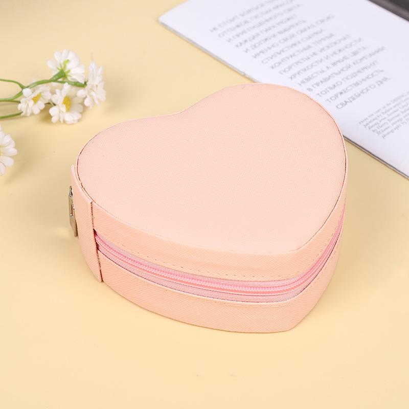 Heart-Shaped Travel Jewelry Storage Box - Necklace, Earrings & Rings Organizer, Light Luxury Style, Zipper Bag