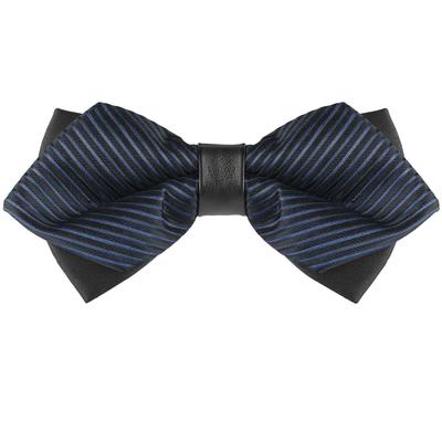 [Allegra K] Bow Tie, Striped, Pointed, Adult, Wedding, Party, Men's, Blue, Free Size