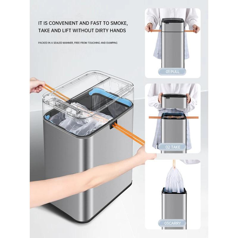 Smart Trash Can 15L 20L 30L 40L 50L 60L Stainless Steel Waste bin High Trash Cans Garbage Bin for Kitchen Trash Can Wastebasket