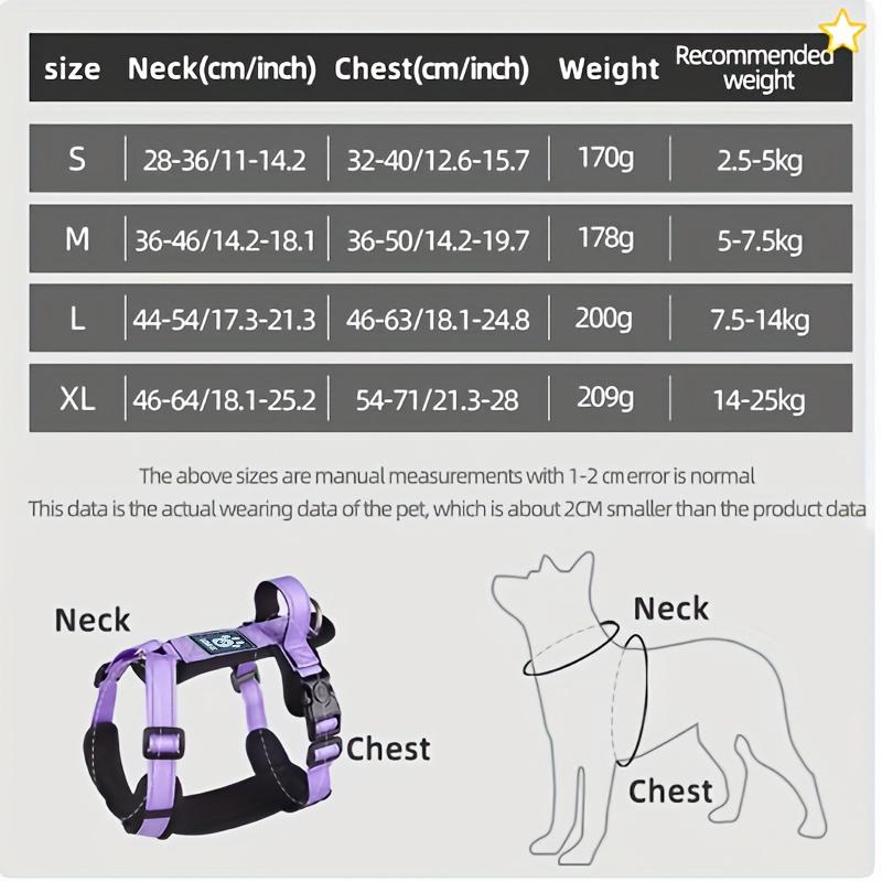 Y-Shaped Dog Harness with Adjustable Durable Nylon, Soft Padding, Metal Buckles and Leather Handle for Small, Medium, Large Dogs