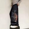 European and American Design Sense Printed Casual Trousers Street Trend Loose Wide-footed Jeans