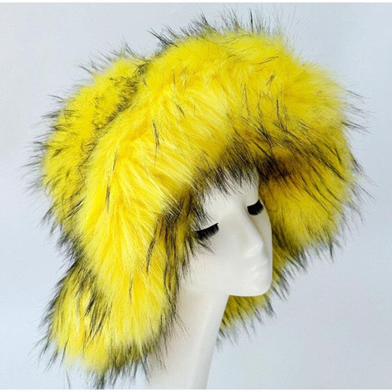 Winter Warm Ear Protection Furry Faux Fox Fur Hat Casual and Fashionable Outdoor Skiing Hats Multiple Colors Available Caps