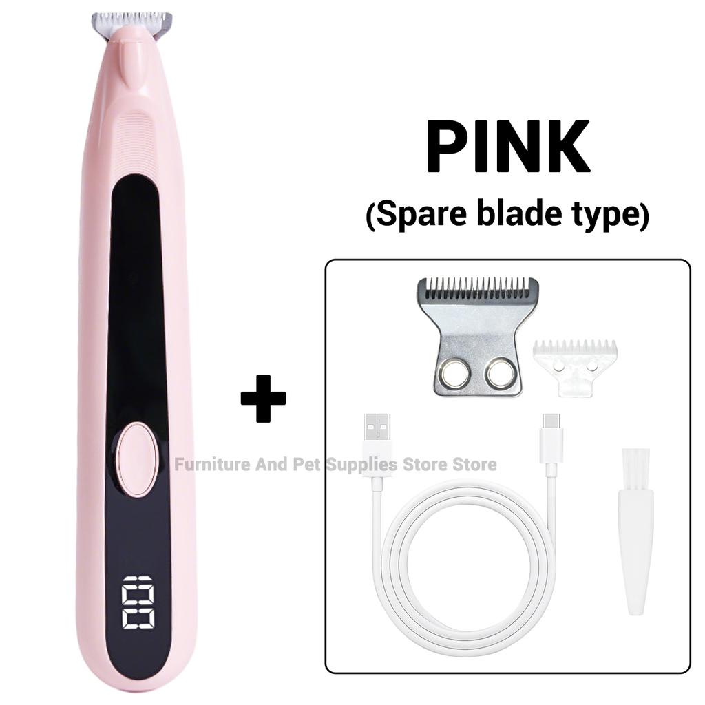 Pet Dog Electric Beauty Hair Trimmer with LED Light, Pet Foot Hair Electric Push Clipper, Silent Cat Facial Ear Foot Hip Shaver