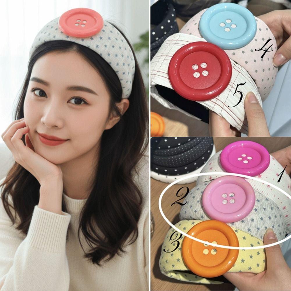 Large Button Button Hairband Colorful Polka Dot Headband New Star Hairband