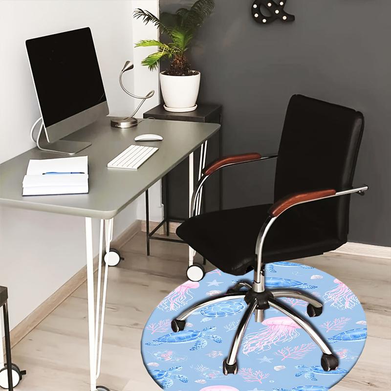 

1PC Sea turtles Jellyfish Non-Slip Floor Round carpet, Office, family, bedroom, Large Area Rug Indoor Rugs, Vibrant Colors-Z0454 80cm by 80cm