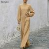 Women Long Sleeve Blouse and Long Pants Casual Two Piece Suit Sets
