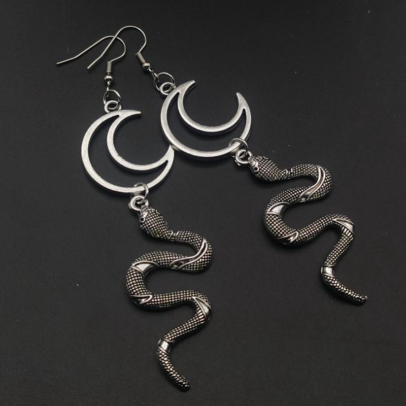 Snake Moon Earrings, New Witch, Pagan, Alternative, Gothic Jewelry