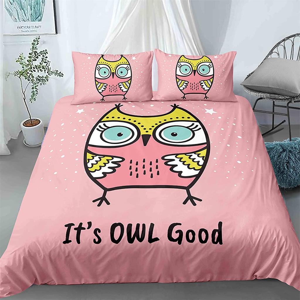 Černá Sova Král Královna Povlak na Peřinu Měsíční Safari Pták Zvíře Ložní Souprava Krásný Divoký Život Povlak na Přikrývku Šedý Polyesterový Povlak na Přikrývku