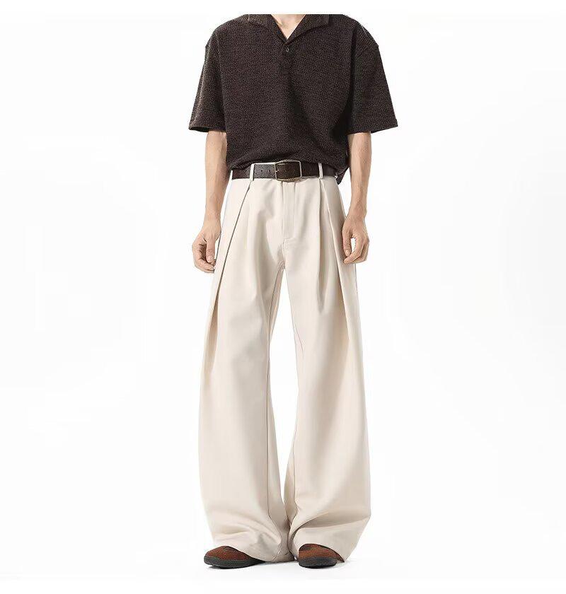 Unisex Retro Redőzött Széles Szárú Laza Nadrág