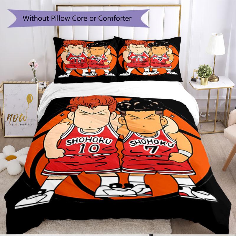 3pcs Duvet Cover Set (1*Duvet Cover + 2*Pillowcase, Without Core), SLAM DUNK Print Soft All‑Season Bedding Set, Home Bedroom Decor Gift