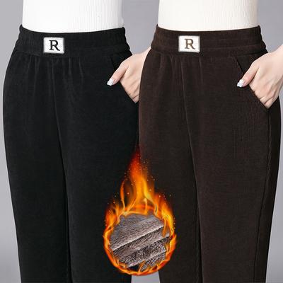 Pantaloni Haren in lana di cotone Pantaloni da madre spessi invernali e in pile da donna Pantaloni dritti casual taglie forti da donna