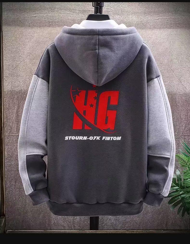 Men's Korean Style Fleece-Lined Winter Hooded Sweatshirt - Trendy Loose Fit Jacket for Couples