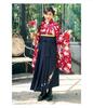 Hakama Set for Elementary School Graduation Easy to Wear Undergarment with Collar Hakama Obi with Obi Pillow Waist Cord Red Kimono x Navy Hakama 160cm