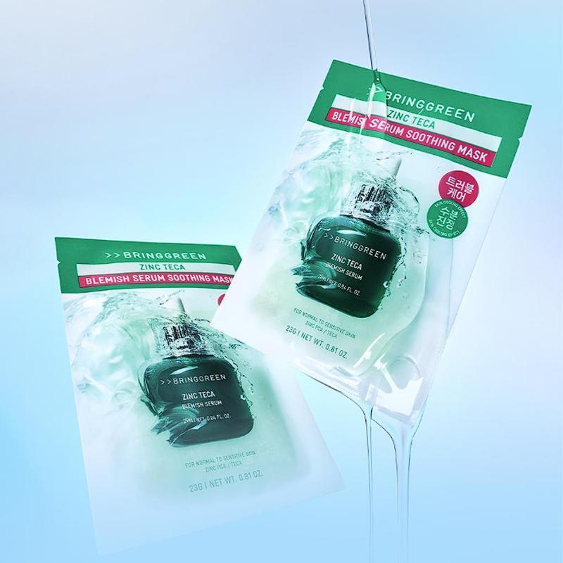 BRING GREEN Zinc Teca Blemish Serum Soothing Mask 23g*10EA