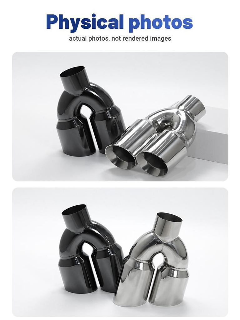 Universal Stainless Steel Dual-Layer Tailpipe Cover - Black/Silver