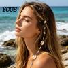 Gioielli per Capelli Boho per Vacanza al Mare Ciondoli con Conchiglie Treccine e Dreadlocks, Accessori Beachwear Bambine Donne Ragazze, Catene Decorative per Treccine