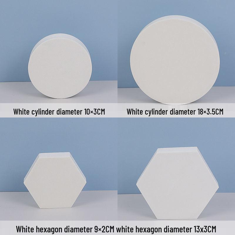 White Foam Geometric Cube Photo Props with Background Board and Small Ornaments