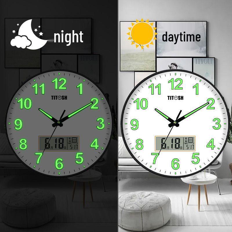 

Светящиеся бесшумные кварцевые настенные часы - Минималистичный дизайн, светящийся в темноте, для гостиной