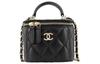 Chanel 21K Black Quilted Sheepskin Shiny Light Gold Buckle Zipper Box Shoulder Crossbody Women Bag