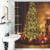 Christmas Shower Curtain,Winter Fireplace Xmas Trees Gifts Printed New Year Waterproof Fabric Bathroom Shower Curtain Set with