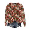 Women's Fashion Round Neck Pullover Top Long Sleeve Tee Christmas Printed Sweatshirt
