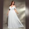 Autumn White Off-Shoulder Spaghetti Strap Bridesmaid Evening Dress