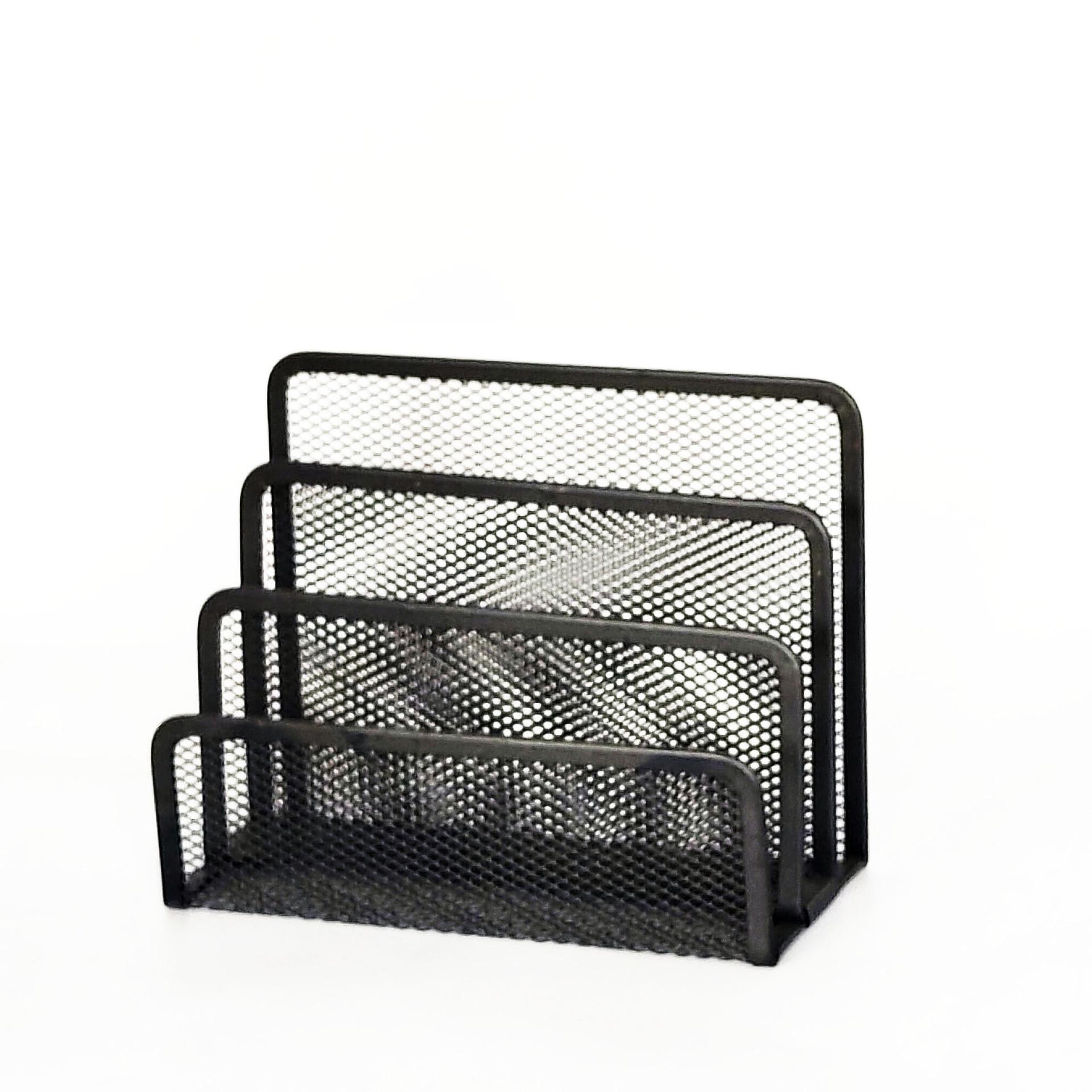 Metal Wire Mesh Three-Compartment Desktop Organizer and Book Stand Bulk чёрный