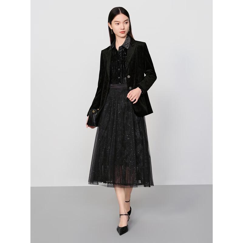 JUZUI Women's Elegant Lace A-Line Midi Skirt