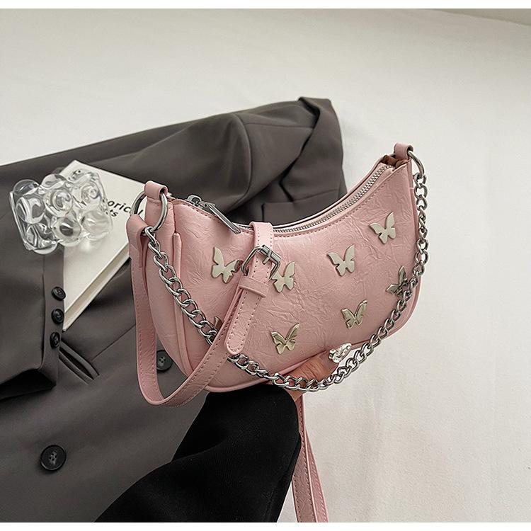 

Bag Women s 2025 New High-end Summer Versatile Fashion Butterfly Shoulder Crossbody Bag Simple Chain Underarm Bag розовый