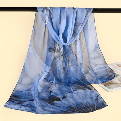 50*160Cm Fashion Summer Women Beach Scarf Floral Designer Chiffon Silk Shawls Luxury Headband Wraps Sunscreen Hijab