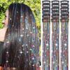 12 db Szintetikus Haj Tinsel Klipses 52 cm Csillogó Tinsel Hajklipsz Haj Tinsel Készlet Hőálló Fényes Szikrázó Tündérhaj