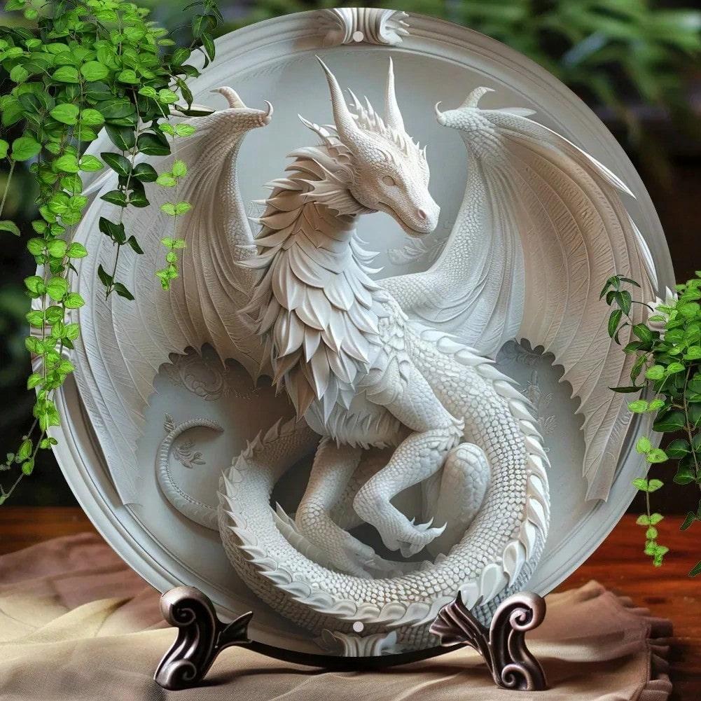 Vintage Dragon Round Aluminum Metal Wall Art Sign Home Office Decor 20x20