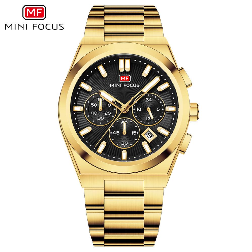 Fashion Men's Business Watches Yellow Green Dial Stainless Steel Strap Luminous Wateproof Quartz Wristwatch with Calendar