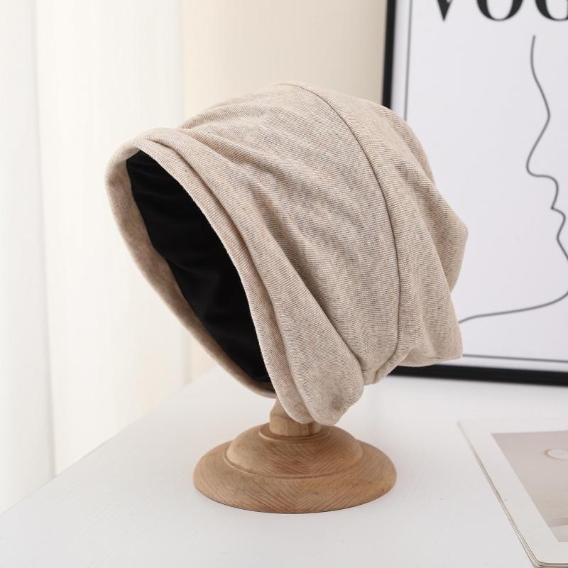 Lazy wind big head circumference stacking hat women's casual versatile headgear autumn and winter warm ear protection knitted pullover hat