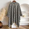 Houndstooth Women Scarf New Winter Warm Double-Sided Slit Large Shawl Pashmina Foulard Square Thick Blanket Poncho