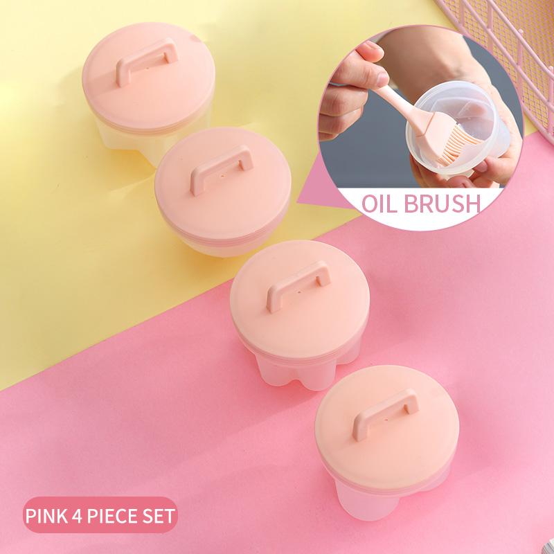 4 Pcs/Set Cute Egg Boiler Plastic Egg Poacher Set Kitchen Egg Cooker Tools Egg Mold Form with Lid Brush Pancake Maker
