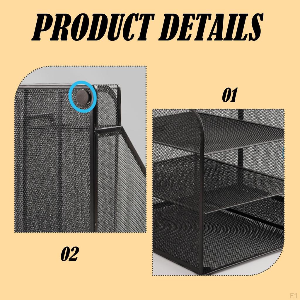 Desk File Organizer Storage Shelf Large Capacity Stable Freestanding Metal Files Rack