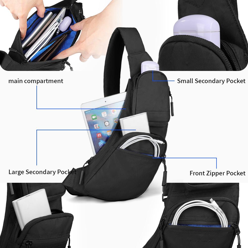 Heroic Knight Sling Bag For Men Lightweight Waterproof X-Pac Fabric Chest Shoulder Bag Outdoor Crossbody Bags Casual Travel Daypack