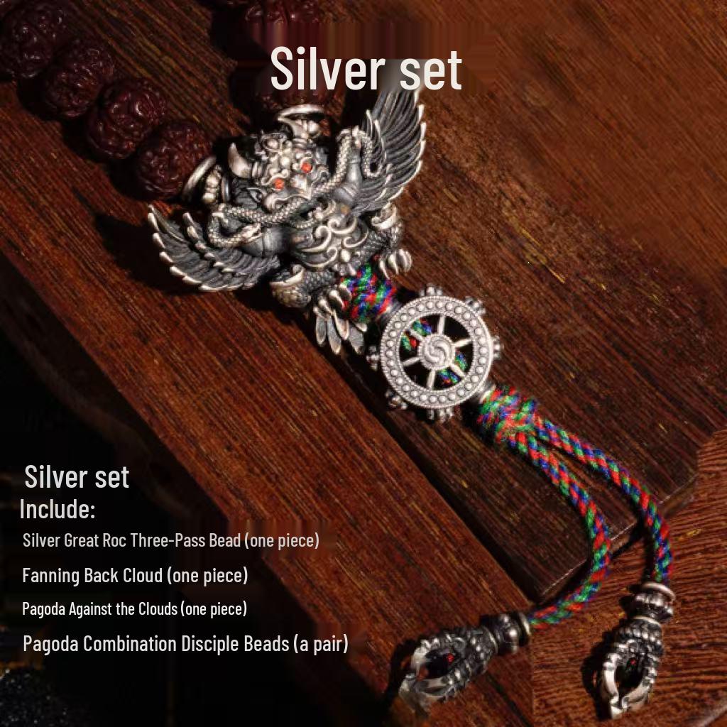 Tibetan-Style Retro Garuda Three-Eyed Buddha Head Bracelet and Loose Beads for Handmade DIY Accessories