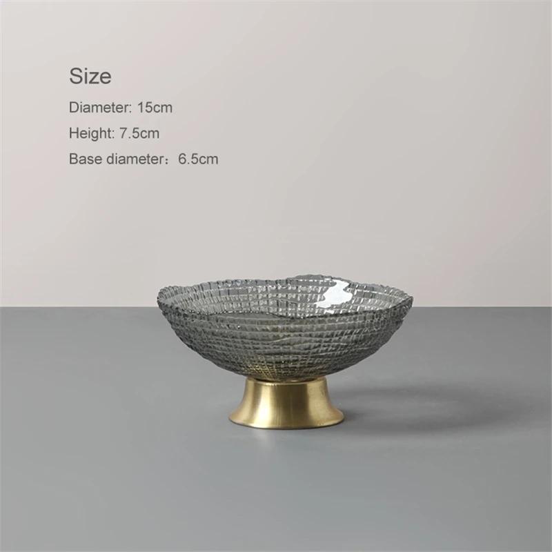 Kreative Glas Obstschale Wohnzimmer Teetisch Heim Snackteller Metall Glas Aufbewahrungsbox Obstkorb Schalen und Tabletts Teller