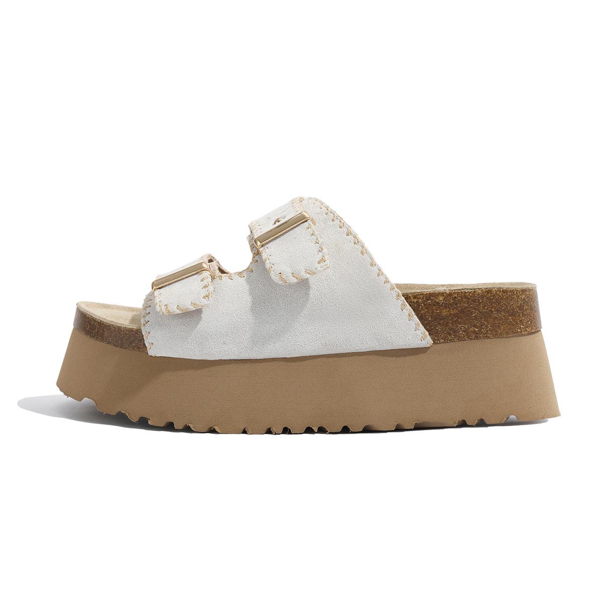 

Тапочки на платформе-маффине женские летние для улицы новые маленькие с увеличением внутренней высоты тапочки Birkencool серебристые с продвинутым чувством 33