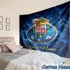 Individuelles Namens-FC-Porto-Wappen-Design. Bedruckter Wandteppich, für Schlafzimmer, Wohnzimmer, Studentenwohnheim, Große Wanddekoration, Stoffdekor Fächer Geburtstagsgeschenke