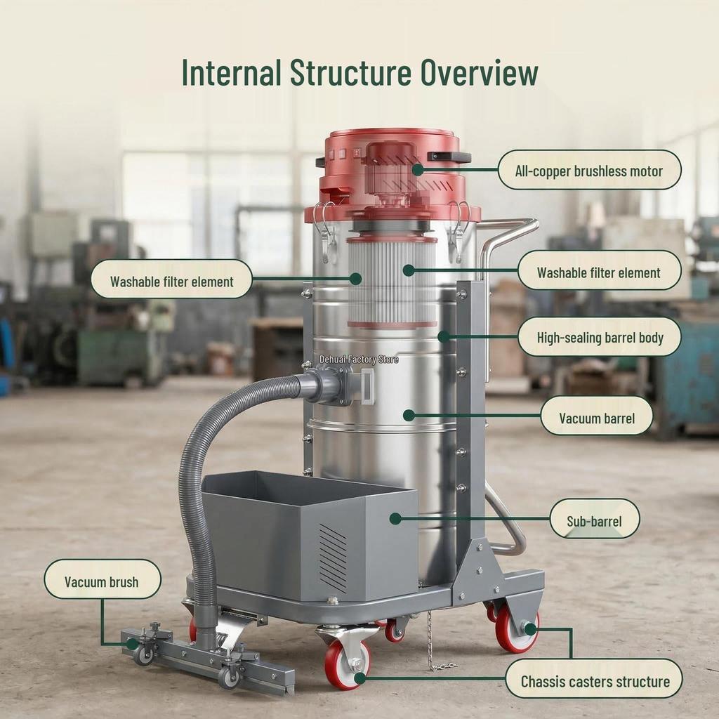 Explosion-Proof Industrial Vacuum Cleaner for Workshop Dust and Iron Filings