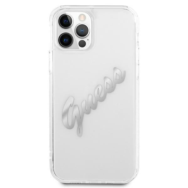 Guess Guhcp12Lktrsvsi Iphone 12 Pro Max 6,7 Transparent Hardcase Vintage Script Silver