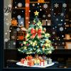 Christmas Theme Party Props Tree Static Window Sticker, Waterproof PVC Decal, Watercolor Snowflake Pattern Stickers Glass Clings for Holiday