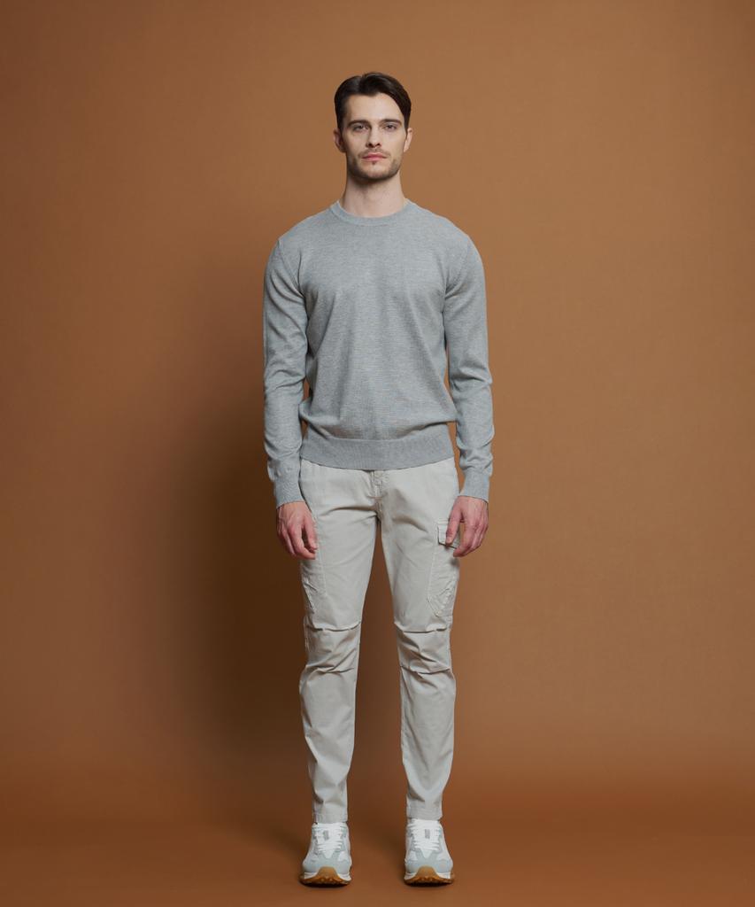 PANICALE Light Grey Viscose Blend Round Knit