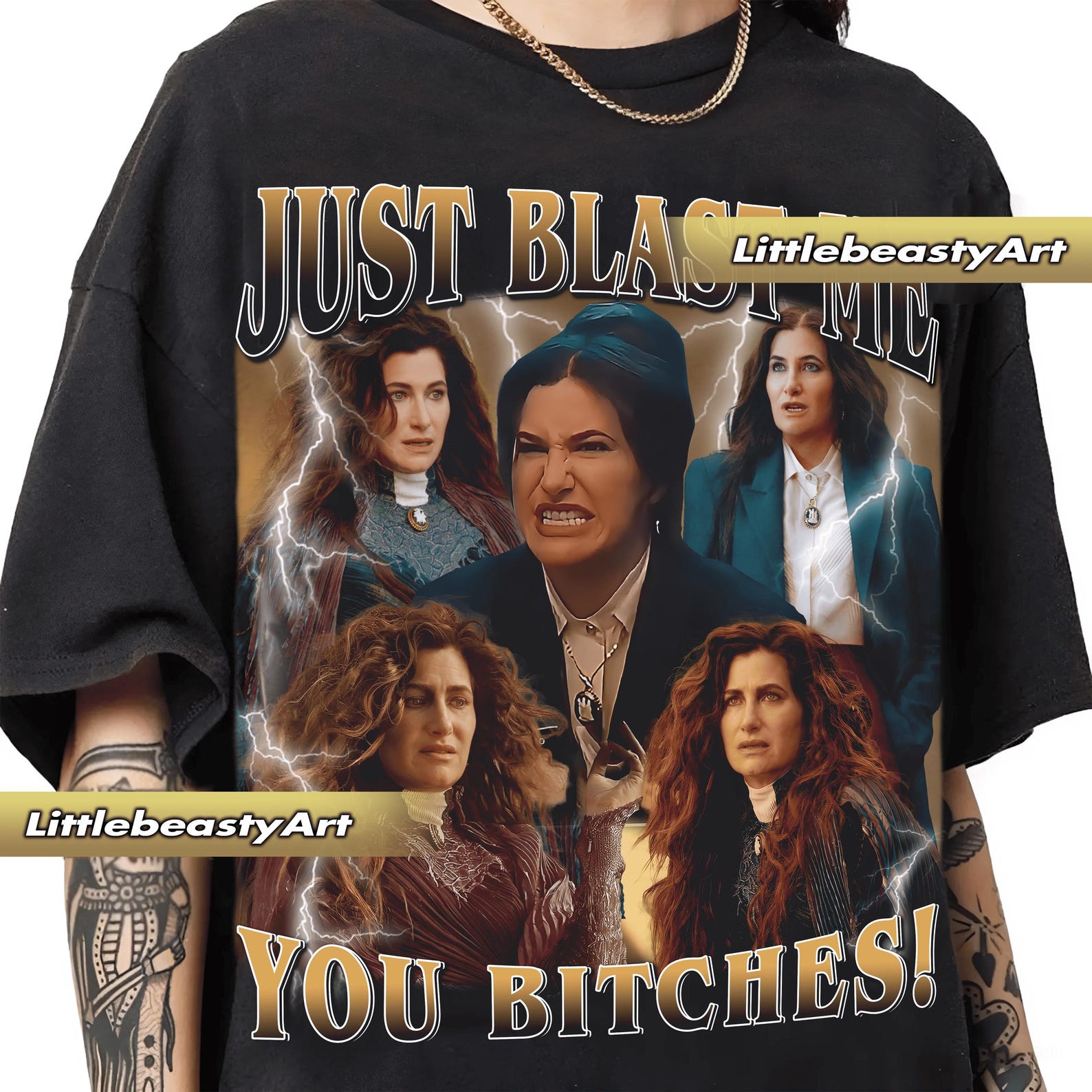 Just blast me, you bilches! Agatha Harkness Agatha All Along Retro vintage raptee shirt 3XL